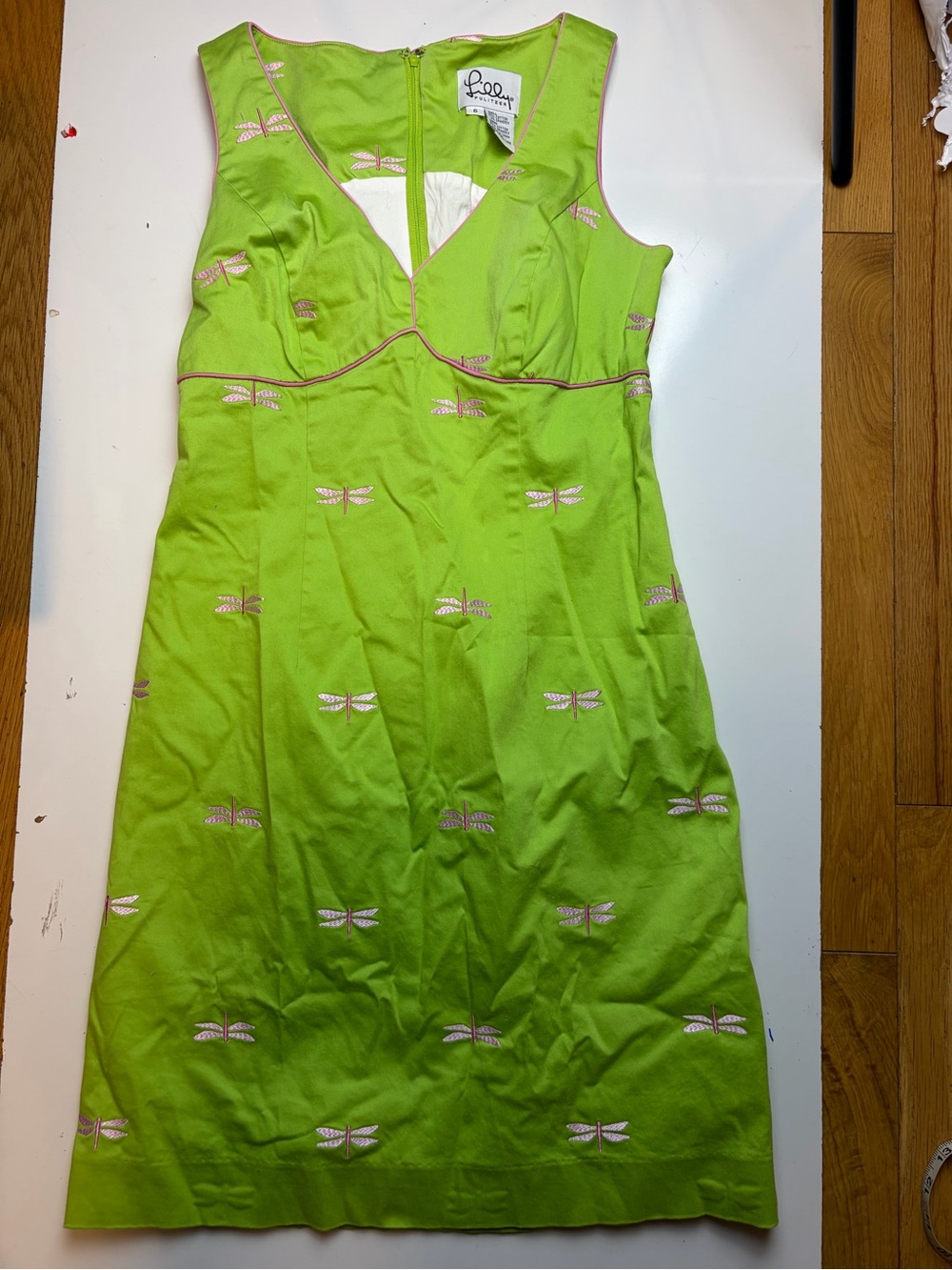 Lilly Pulitzer green Dragonfly Embroidered Dress sz 6